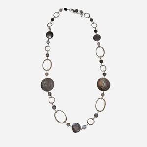 Lia Sophia Gray Mother of Pearl Station Necklace